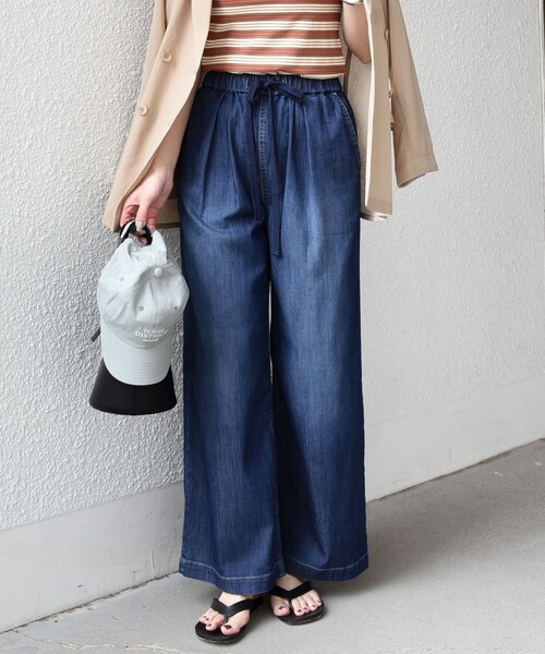 SHIPS Colors（シップス カラーズ）の「SHIPS Colors:〈接触冷感・遮熱・UVカット〉ファンクション デニム イージー パンツ◇（デニムパンツ・レディース・ライトブルー/ブルー・MEDIUM/SMALL）」の21枚目の写真