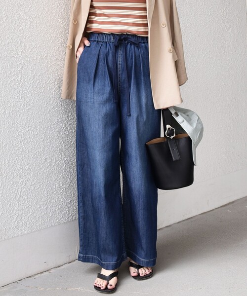 SHIPS Colors（シップス カラーズ）の「SHIPS Colors:〈接触冷感・遮熱・UVカット〉ファンクション デニム イージー パンツ◇（デニムパンツ・レディース・ライトブルー/ブルー・MEDIUM/SMALL）」の22枚目の写真