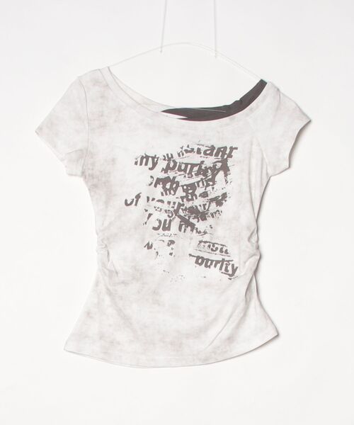 .KOM（ドットコム）の「A'GEM/9 × .kom 『.KOM/ドットケーオーエム』ヴィンテージウォッシュグラフィックトップス（Tシャツ/カットソー・レディース・ホワイト/ブラック・FREE）」の8枚目の写真