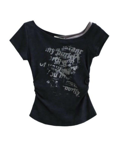 .KOM（ドットコム）の「A'GEM/9 × .kom 『.KOM/ドットケーオーエム』ヴィンテージウォッシュグラフィックトップス（Tシャツ/カットソー・レディース・ホワイト/ブラック・FREE）」の9枚目の写真