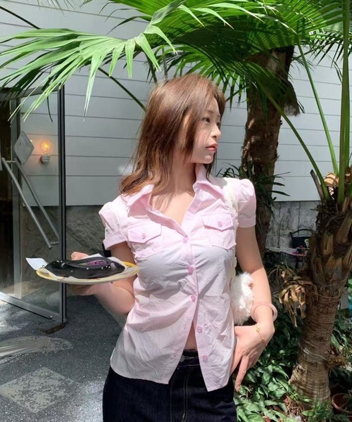 AsheKsha(アシクシャ)の「甘くてかっこいいピンクの半袖シャツ(シャツ/ブラウス・レディース・ピンク・M)」の7枚目の写真