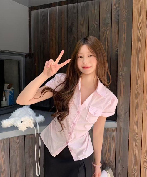 AsheKsha(アシクシャ)の「甘くてかっこいいピンクの半袖シャツ(シャツ/ブラウス・レディース・ピンク・M)」の10枚目の写真