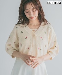 mysty woman | 刺繍ニットアンサンブル半袖　713243(カーディガン/ボレロ)