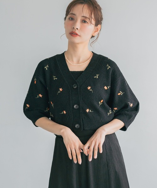 mysty woman（ミスティウーマン）の「刺繍ニットアンサンブル半袖　713243（カーディガン/ボレロ・レディース・グレー/オフホワイト/ブラック・FREE）」の20枚目の写真