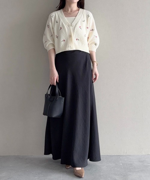 mysty woman（ミスティウーマン）の「刺繍ニットアンサンブル半袖　713243（カーディガン/ボレロ・レディース・グレー/オフホワイト/ブラック・FREE）」の15枚目の写真