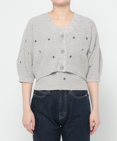 mysty woman（ミスティウーマン）の「刺繍ニットアンサンブル半袖　713243（カーディガン/ボレロ・レディース・グレー/オフホワイト/ブラック・FREE）」の11枚目の写真