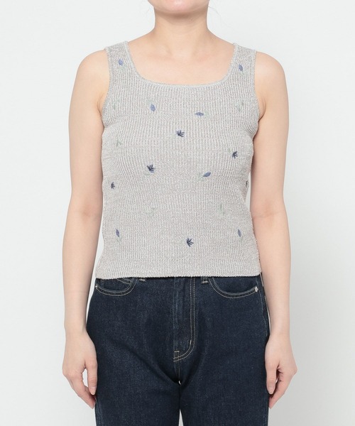 mysty woman（ミスティウーマン）の「刺繍ニットアンサンブル半袖　713243（カーディガン/ボレロ・レディース・グレー/オフホワイト/ブラック・FREE）」の4枚目の写真
