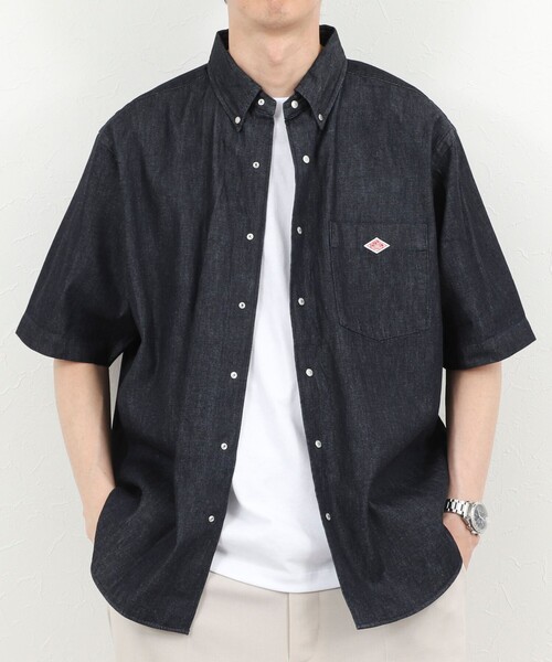 DANTON(ダントン)の「【DANTON/ダントン】DOT BUTTON B.D. SHIRT SS 26SS(DT-B0337 DUG)(シャツ/ブラウス・メンズ・インディゴブルー・38/40/42/44)」の1枚目の写真