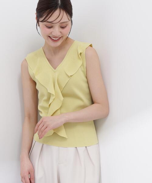 PROPORTION BODY DRESSING（プロポーションボディドレッシング）の「フリルノースリーブニット / 1216170504（ニット/セーター・レディース・ブルー/ホワイト系その他/イエロー・MEDIUM/SMALL）」の3枚目の写真