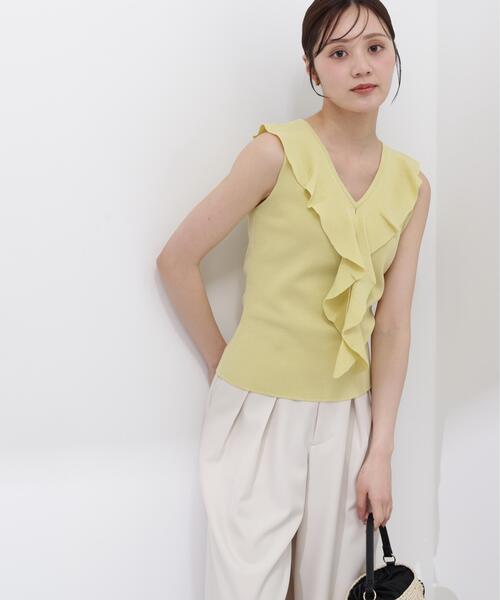 PROPORTION BODY DRESSING（プロポーションボディドレッシング）の「フリルノースリーブニット / 1216170504（ニット/セーター・レディース・ブルー/ホワイト系その他/イエロー・MEDIUM/SMALL）」の9枚目の写真