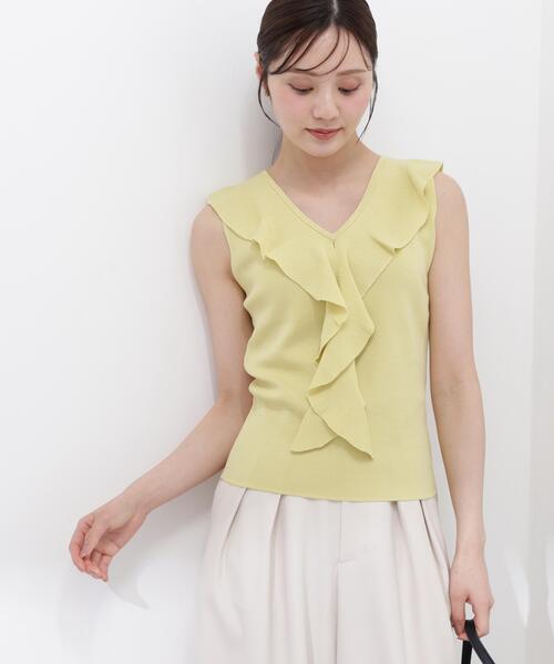 PROPORTION BODY DRESSING（プロポーションボディドレッシング）の「フリルノースリーブニット / 1216170504（ニット/セーター・レディース・ブルー/ホワイト系その他/イエロー・MEDIUM/SMALL）」の13枚目の写真