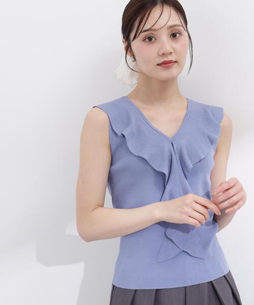 PROPORTION BODY DRESSING（プロポーションボディドレッシング）の「フリルノースリーブニット / 1216170504（ニット/セーター・レディース・ブルー/ホワイト系その他/イエロー・MEDIUM/SMALL）」の16枚目の写真