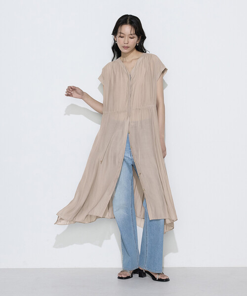 K.T KIYOKO TAKASE（キヨコタカセ）の「カッセンシフォン シャツドレス（ワンピース・レディース・ベージュ/チャコール・9号/7号）」の13枚目の写真
