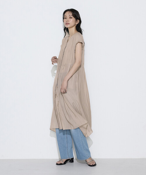 K.T KIYOKO TAKASE（キヨコタカセ）の「カッセンシフォン シャツドレス（ワンピース・レディース・ベージュ/チャコール・9号/7号）」の14枚目の写真