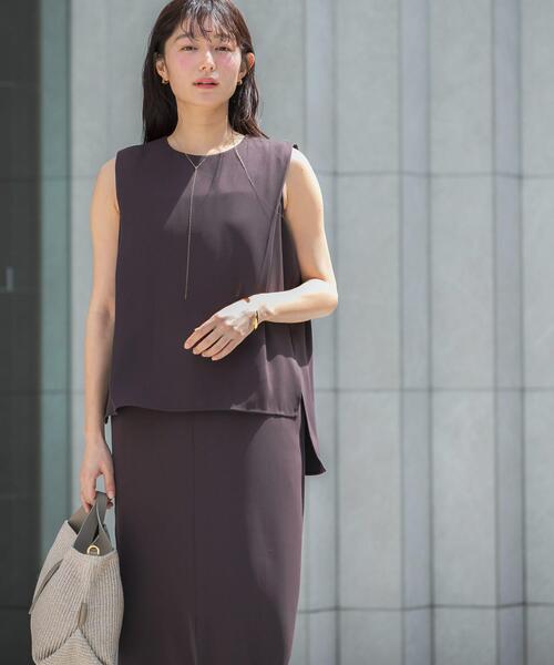 URBAN RESEARCH ROSSO WOMEN(アーバンリサーチ ロッソ)の「バックメタルポイントストレートワンピース(ワンピース・レディース・チャコールグレー/ミント/ゴールド系その他・FREE)」の1枚目の写真