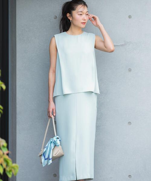 URBAN RESEARCH ROSSO WOMEN(アーバンリサーチ ロッソ)の「バックメタルポイントストレートワンピース(ワンピース・レディース・チャコールグレー/ミント/ゴールド系その他・FREE)」の2枚目の写真