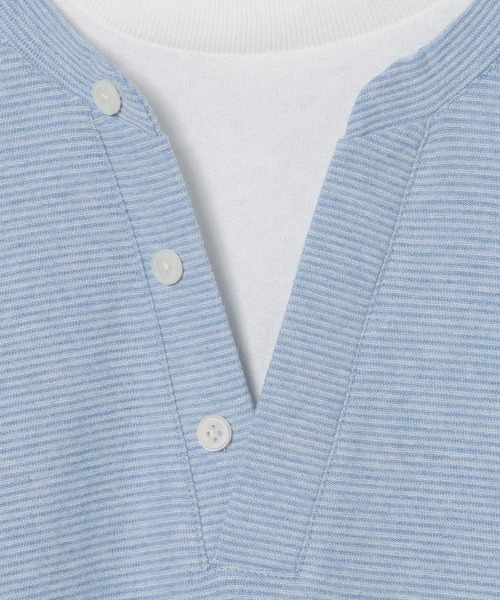 GEORGE'S(ジョージズ)の「レイヤードヘンリーTシャツ(Tシャツ/カットソー・メンズ・サックスブルー/ネイビー・LARGE/MEDIUM)」の4枚目の写真