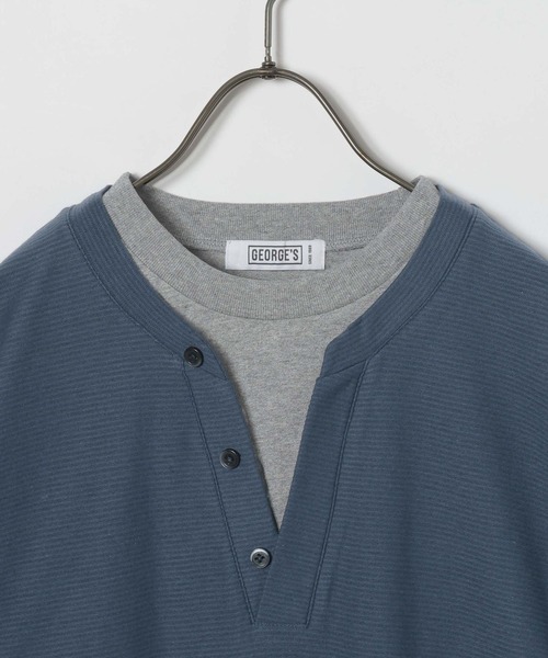 GEORGE'S(ジョージズ)の「レイヤードヘンリーTシャツ(Tシャツ/カットソー・メンズ・サックスブルー/ネイビー・LARGE/MEDIUM)」の5枚目の写真