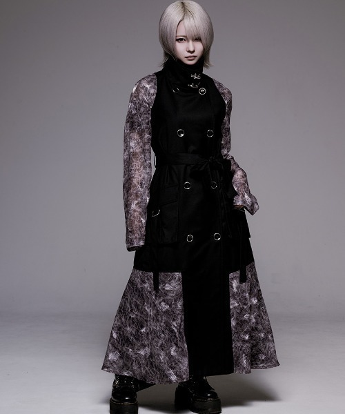 AdaNous(アダナス)の「『AdaNous/アダナス』シアートレンチコート(トレンチコート・レディース・ブラック×グレー/ブラック・FREE)」の2枚目の写真