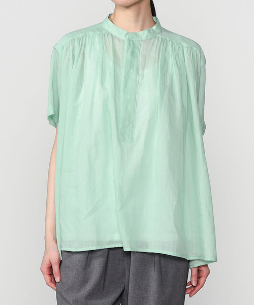 LE GLAZIK(ルグラジック)の「LE GLAZIK | ラミー スタンドカラープルオーバーシャツ WOMEN(シャツ/ブラウス・レディース・グリーン系その他/アイボリー・36)」の2枚目の写真