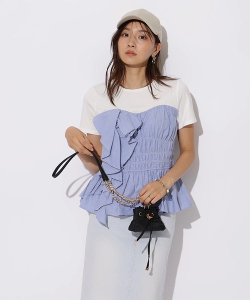 JUSGLITTY(ジャスグリッティー)の「ビスチェカットチュニック(Tシャツ/カットソー・レディース・ブルー・2)」の2枚目の写真