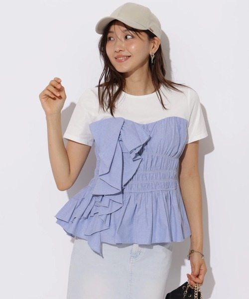 JUSGLITTY(ジャスグリッティー)の「ビスチェカットチュニック(Tシャツ/カットソー・レディース・ブルー・2)」の3枚目の写真