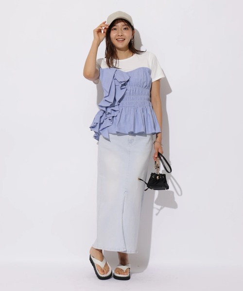 JUSGLITTY(ジャスグリッティー)の「ビスチェカットチュニック(Tシャツ/カットソー・レディース・ブルー・2)」の4枚目の写真