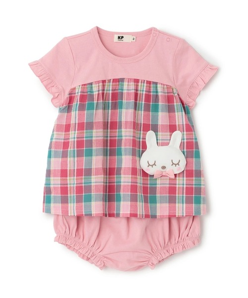 KP(ケーピー)の「mimiちゃん チェックチュニック・ブルマセット(Tシャツ/カットソー・キッズ・ピンク系その他/レモンイエロー・80cm/100cm/90cm)」の1枚目の写真