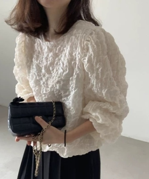 AMAJI(アマジ)の「チェック柄 パフスリーブ 長袖 シャツ(シャツ/ブラウス・レディース・ブラック/ベージュ・X-LARGE/LARGE/MEDIUM)」の2枚目の写真