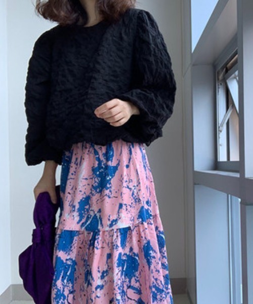 AMAJI(アマジ)の「チェック柄 パフスリーブ 長袖 シャツ(シャツ/ブラウス・レディース・ブラック/ベージュ・X-LARGE/LARGE/MEDIUM)」の6枚目の写真
