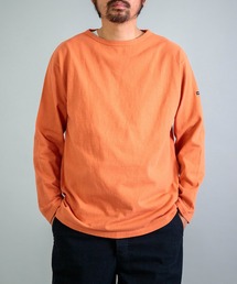 Tシャツ/カットソー（オレンジ/橙色系・ボートネック）ファッション