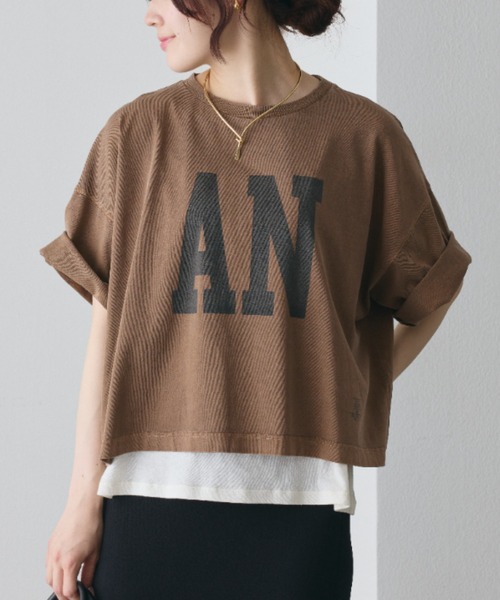 PUAL CE CIN(ピュアルセシン)の「【WEB限定】スーピマコットンBIGロゴショートTシャツ(Tシャツ/カットソー・レディース・オフホワイト/ベージュ/モカ/グレー・FREE)」の3枚目の写真