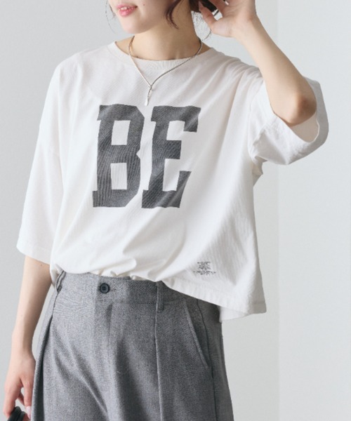 PUAL CE CIN(ピュアルセシン)の「【WEB限定】スーピマコットンBIGロゴショートTシャツ(Tシャツ/カットソー・レディース・オフホワイト/ベージュ/モカ/グレー・FREE)」の5枚目の写真