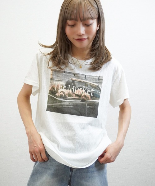 gossara(ゴサラ)の「【主役級Tシャツ】dogフォトプリントT(Tシャツ/カットソー・レディース・チャコールグレー/ホワイト/グレー・FREE)」の5枚目の写真
