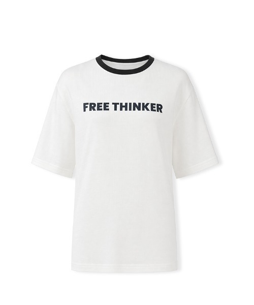 COCOMOMO（ココモモ）の「リンガーロゴTシャツ ロゴ Tシャツ 配色 リンガー ロゴTシャツ 半袖 オーバーサイズ トップス 半袖Tシャツ ロゴT リンガーT 春服 夏服（Tシャツ/カットソー・レディース・ネイビー/グレー/ホワイト・FREE）」の11枚目の写真