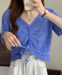 透かし編み半袖サマーニット