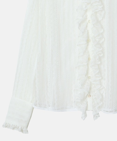 LE CIEL BLEU(ルシェルブルー)の「レースラッフルディテールブラウス / Lace Ruffle Detail Blouse(シャツ/ブラウス・レディース・ホワイト/ブラック・36)」の8枚目の写真