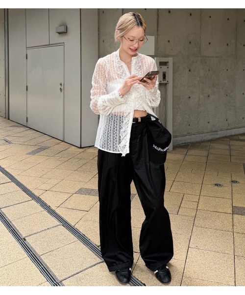 LE CIEL BLEU(ルシェルブルー)の「レースラッフルディテールブラウス / Lace Ruffle Detail Blouse(シャツ/ブラウス・レディース・ホワイト/ブラック・36)」の9枚目の写真