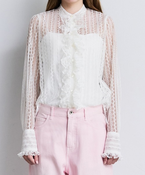 LE CIEL BLEU(ルシェルブルー)の「レースラッフルディテールブラウス / Lace Ruffle Detail Blouse(シャツ/ブラウス・レディース・ホワイト/ブラック・36)」の10枚目の写真