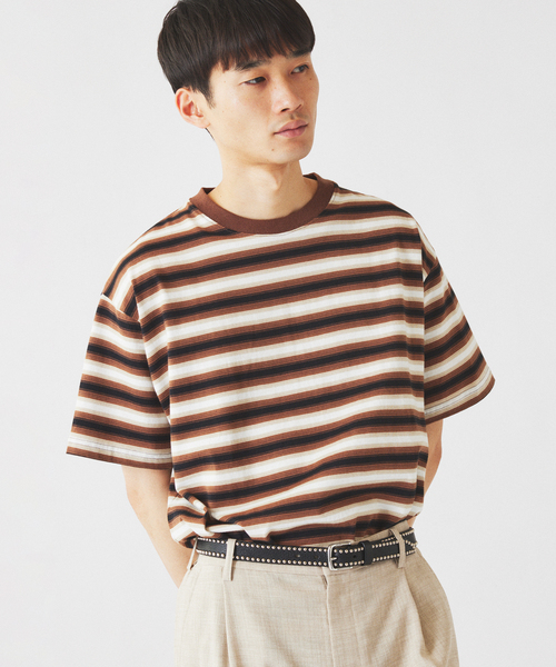 JOURNAL STANDARD relume(ジャーナルスタンダード レリューム)の「オンブレー ボーダー Tシャツ(Tシャツ/カットソー・メンズ・ブラック/グリーン/ブラウン・LARGE/MEDIUM)」の2枚目の写真