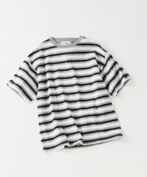 JOURNAL STANDARD relume(ジャーナルスタンダード レリューム)の「オンブレー ボーダー Tシャツ(Tシャツ/カットソー・メンズ・ブラック/グリーン/ブラウン・LARGE/MEDIUM)」の1枚目の写真
