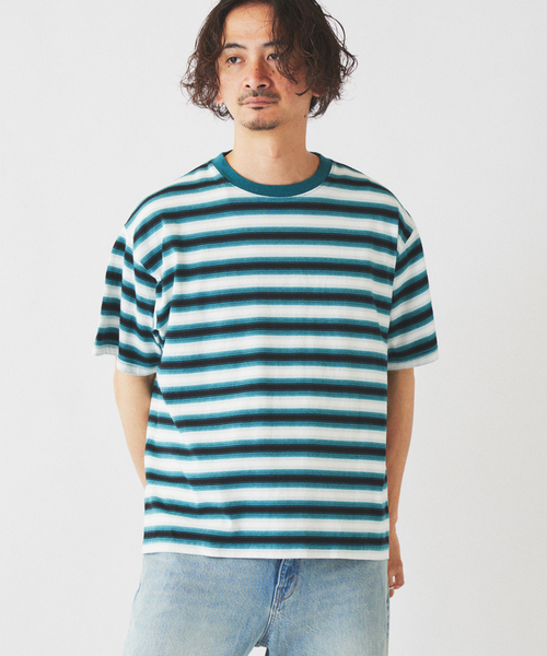 JOURNAL STANDARD relume(ジャーナルスタンダード レリューム)の「オンブレー ボーダー Tシャツ(Tシャツ/カットソー・メンズ・ブラック/グリーン/ブラウン・LARGE/MEDIUM)」の10枚目の写真