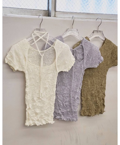 TODAYFUL(トゥデイフル)の「2way Sheer Knittops 12610524(ニット/セーター・メンズ・オフホワイト/ライトブルー/オリーブ・FREE)」の4枚目の写真