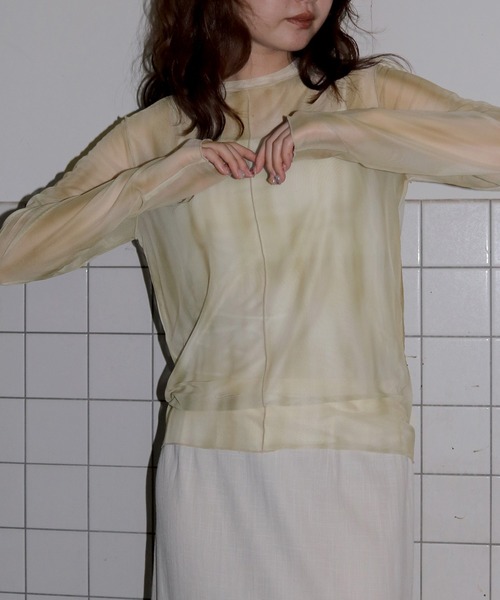 cheriella（シェリエラ）の「【cheriella】前後2WAYニュアンスウェーブホールシアートップス  2-WAY NUANCE WAVE HOLE SHEER TOPS（Tシャツ/カットソー・レディース・グリーン/アイボリー/ブルー/ダークグレー/ブラウン・MEDIUM）」の22枚目の写真