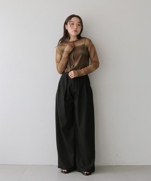 cheriella（シェリエラ）の「【cheriella】前後2WAYニュアンスウェーブホールシアートップス  2-WAY NUANCE WAVE HOLE SHEER TOPS（Tシャツ/カットソー・レディース・グリーン/アイボリー/ブルー/ダークグレー/ブラウン・MEDIUM）」の10枚目の写真