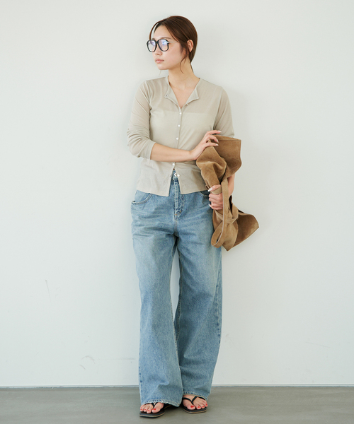 plage（プラージュ）の「《追加》SHEER カーディガン トップス 2（カーディガン/ボレロ・レディース・ライトグリーン/ブラック/ホワイト・FREE）」の22枚目の写真