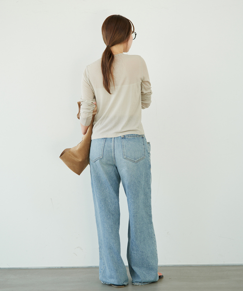 plage（プラージュ）の「《追加》SHEER カーディガン トップス 2（カーディガン/ボレロ・レディース・ライトグリーン/ブラック/ホワイト・FREE）」の4枚目の写真
