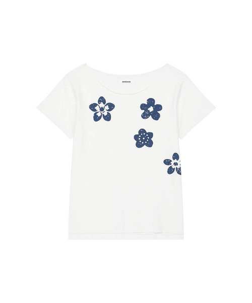 OHESHIO(オヘシオ)の「VINTAGE FLOWER SCOOP NECK T-SHIRT, WHITE(Tシャツ/カットソー・レディース・その他・FREE)」の1枚目の写真