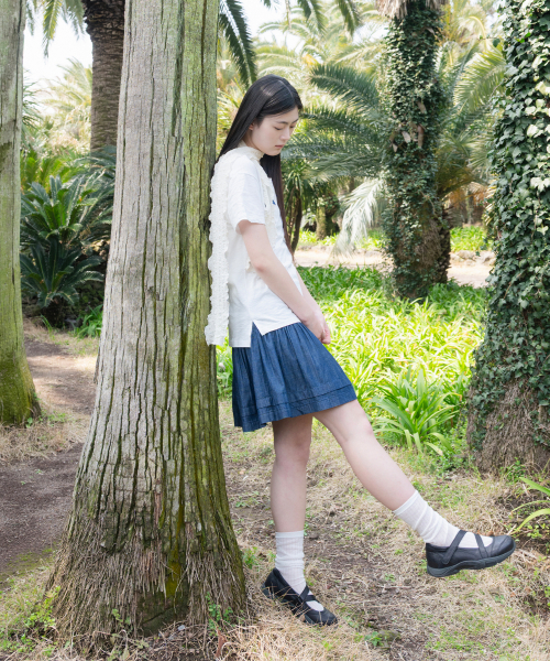 OHESHIO(オヘシオ)の「VINTAGE FLOWER SCOOP NECK T-SHIRT, WHITE(Tシャツ/カットソー・レディース・その他・FREE)」の3枚目の写真