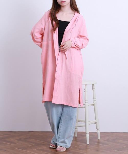 crossi(クロッシー)の「フード付ウエストドロスト リネン ロングカーディガン(カーディガン/ボレロ・レディース・ピンク・38)」の4枚目の写真